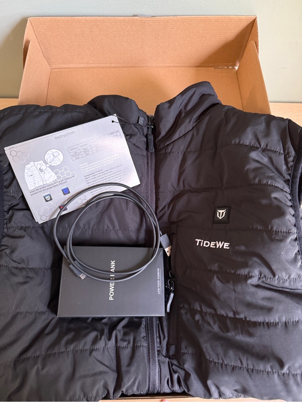 TIDEWE Heated Black Puffer Vest
